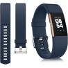 Correa compatible FitBit Bracelet Charge 2 silicona hebilla metálica para reloj - Negro