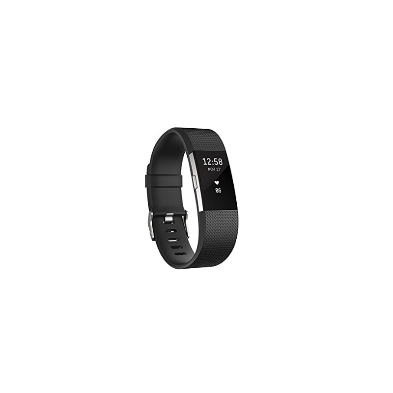 Correa compatible FitBit Bracelet Charge 2 silicona hebilla metálica para reloj - Negro