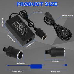Adaptador red pared a mechero coche * Entrada 110-240V 50/60Hz * Salida DC 12V 10A * Potencia 120W universal