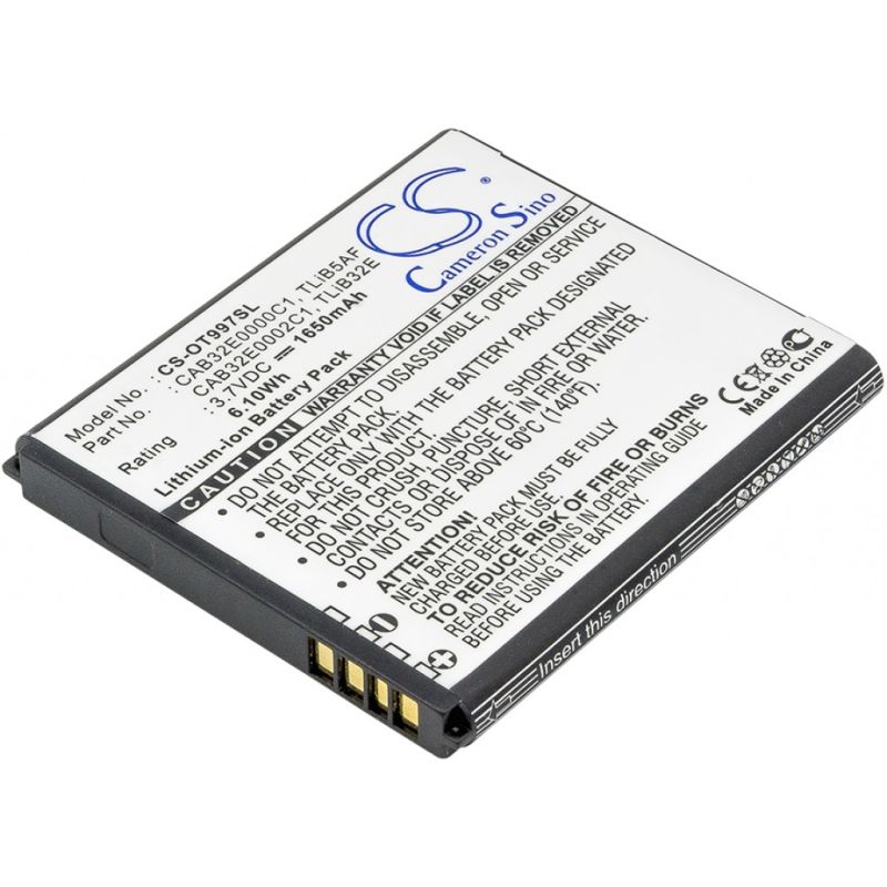 CAMERON SINO Batería ALCATEL 997 / POP C5 ⋆ TLIB32E / CAB32E0002C1 / TLIB5AF ⋆ Capacidad 1650 mAh