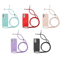 Funda compatible con SAMSUNG GALAXY A53 5G silicona con cordón cuerda - Color rosa palo