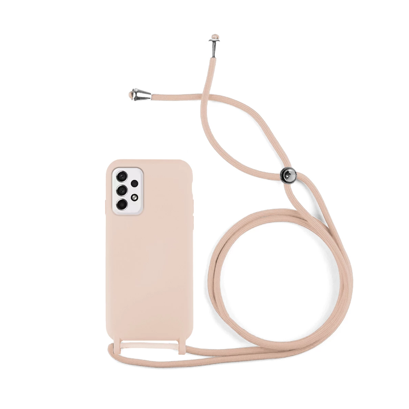 Funda compatible con SAMSUNG GALAXY A53 5G silicona con cordón cuerda - Color rosa palo