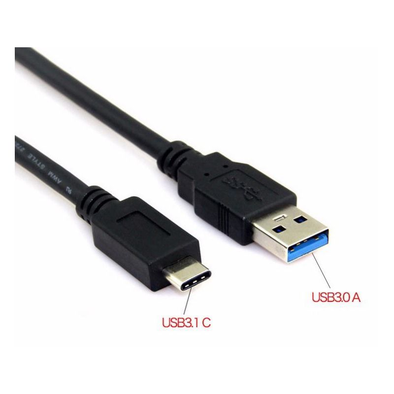 Cable USB 3.0 a Tipo C 3.1 compatible con Apple Macbook Carga y transferencia 60W 1m Negro