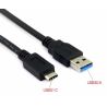 Cable USB 3.0 a Tipo C 3.1 compatible con Apple Macbook Carga y transferencia 60W 1m Negro