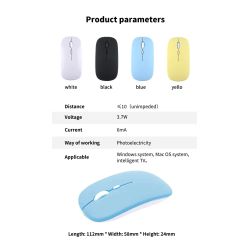Ratón inalámbrico 1600dpi 4 botones para PC ordenador portátil Windows... Ultrafino USB 2,4 Ghz Blanco