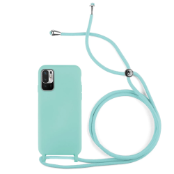 Funda compatible XIAOMI MI 10T LITE Silicona con cordón cuerda - Negro turquesa