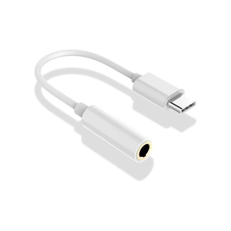 Cable adaptador audio auriculares jack 3.5mm hembra / USB-C macho - Blanco negro