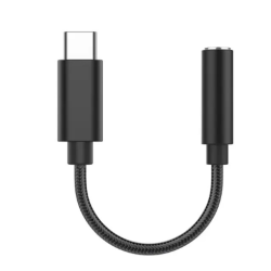 Cable adaptador audio auriculares jack 3.5mm hembra / USB-C macho - Blanco negro