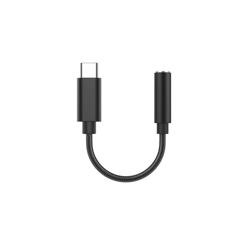 Cable adaptador audio auriculares jack 3.5mm hembra / USB-C macho - Blanco negro