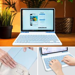 Funda compatible con tablet SAMSUNG GALAXY S6 LITE 2020 2022 10.4'' P610 P613 P619 teclado bluetooth español letra Ñ - Azul