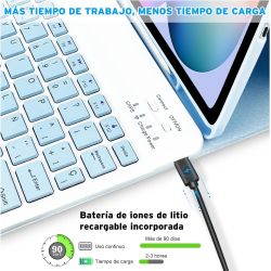 Funda compatible con tablet SAMSUNG GALAXY S6 LITE 2020 2022 10.4'' P610 P613 P619 teclado bluetooth español letra Ñ - Azul