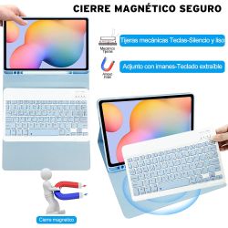 Funda compatible con tablet SAMSUNG GALAXY S6 LITE 2020 2022 10.4'' P610 P613 P619 teclado bluetooth español letra Ñ - Azul