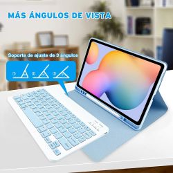Funda compatible con tablet SAMSUNG GALAXY S6 LITE 2020 2022 10.4'' P610 P613 P619 teclado bluetooth español letra Ñ - Azul