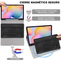 Funda compatible con tablet SAMSUNG GALAXY S6 LITE 2020 2022 10.4'' P610 P615 P619 teclado bluetooth español letra Ñ - Negra