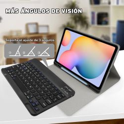 Funda compatible con tablet SAMSUNG GALAXY S6 LITE 2020 2022 10.4'' P610 P615 P619 teclado bluetooth español letra Ñ - Negra