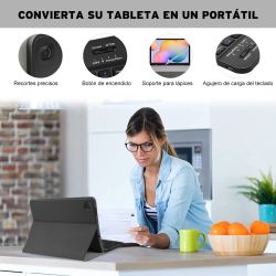 Funda compatible con tablet SAMSUNG GALAXY S6 LITE 2020 2022 10.4'' P610 P615 P619 teclado bluetooth español letra Ñ - Negra