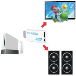 Adaptador WII2HDMI convertidor de Wii a HDMI 🎮 salida 720p / 1080p FullHD ⋆ audio 3.5 mm ⋆ compacto ⋆ color blanco