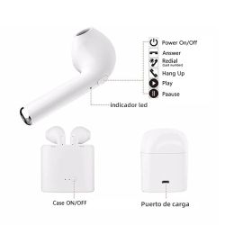 Auriculares inalámbricos Bluetooth 4.2 TWS i7s con caja de carga - Negro Blanco