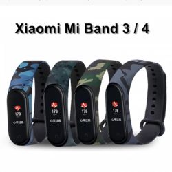 Correa compatible con XIAOMI MI BAND 3 / MI BAND 4 de silicona Estampado camuflaje Verde militar