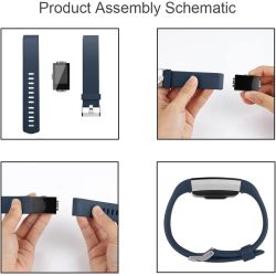 Correa compatible FitBit Bracelet Charge 2 silicona hebilla metálica ajustable para reloj - Gris