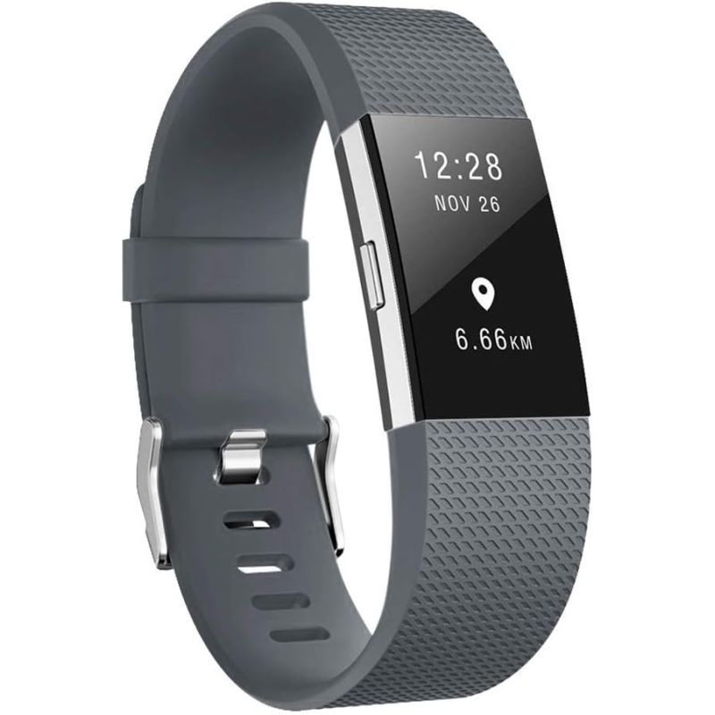 Correa compatible FitBit Bracelet Charge 2 silicona hebilla metálica ajustable para reloj - Gris