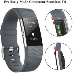 Correa compatible FitBit Bracelet Charge 2 silicona hebilla metálica ajustable para reloj - Gris