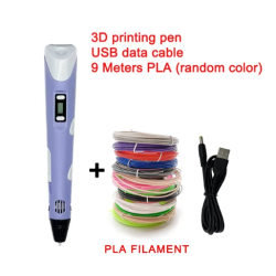 Bolígrafo 3D infantil Impresión tridimensional niños juguete + Cable de carga + Filamento PLA 9m - Amarillo