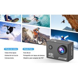 Camara deportiva Wifi 4k 30fps 20MP Ultra HD acuática 40m Gran angular de 170 ° con mando + Accesorios