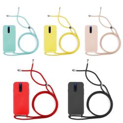 Funda compatible XIAOMI REDMI 9C / REDMI 10A Silicona con cordón cuerda - Turquesa negro