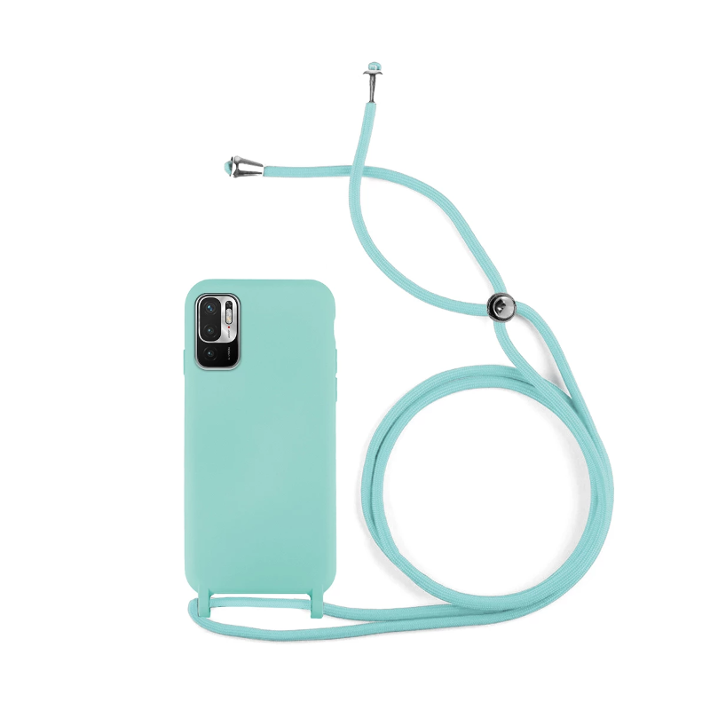 Funda compatible XIAOMI REDMI 9C / REDMI 10A Silicona con cordón cuerda - Turquesa negro