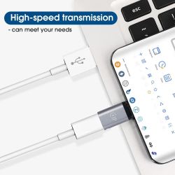 Adaptador compatible conector Apple lightning hembra a Tipo C USB-C macho Gris oscuro - iPhone iPad etc...