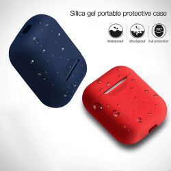 Funda compatible auriculares APPLE AIRPODS 1 / 2 Silicona flexible con mosquetón - BLANCO