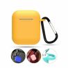 Funda compatible auriculares APPLE AIRPODS 1 / 2 Silicona flexible con mosquetón - BLANCO