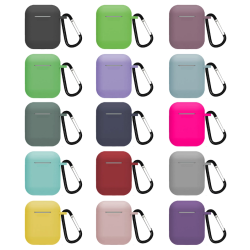 Funda compatible auriculares APPLE AIRPODS 1 / 2 Silicona flexible con mosquetón - BLANCO