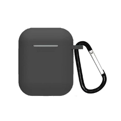Funda compatible auriculares APPLE AIRPODS 1 / 2 Silicona flexible con mosquetón - BLANCO