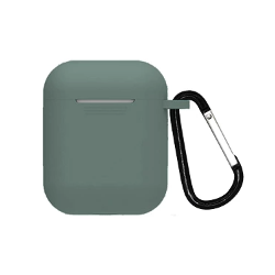 Funda compatible auriculares APPLE AIRPODS 1 / 2 Silicona flexible con mosquetón - BLANCO