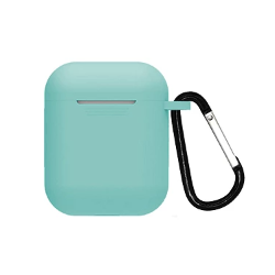 Funda compatible auriculares APPLE AIRPODS 1 / 2 Silicona flexible con mosquetón - BLANCO