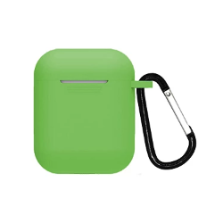 Funda compatible auriculares APPLE AIRPODS 1 / 2 Silicona flexible con mosquetón - BLANCO
