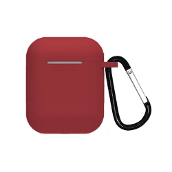 Funda compatible auriculares APPLE AIRPODS 1 / 2 Silicona flexible con mosquetón - BLANCO