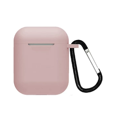 Funda compatible auriculares APPLE AIRPODS 1 / 2 Silicona flexible con mosquetón - BLANCO
