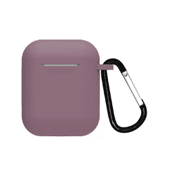 Funda compatible auriculares APPLE AIRPODS 1 / 2 Silicona flexible con mosquetón - BLANCO