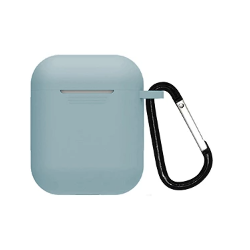 Funda compatible auriculares APPLE AIRPODS 1 / 2 Silicona flexible con mosquetón - BLANCO