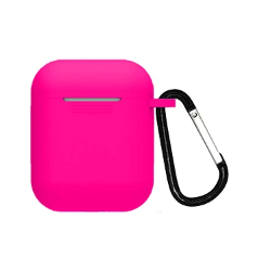 Funda compatible auriculares APPLE AIRPODS 1 / 2 Silicona flexible con mosquetón - Negro blanco azul fucsia lila rojo verde