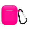 Funda compatible auriculares APPLE AIRPODS 1 / 2 Silicona flexible con mosquetón - Negro blanco azul fucsia lila rojo verde