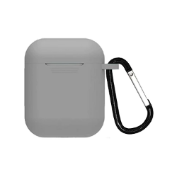 Funda compatible auriculares APPLE AIRPODS 1 / 2 Silicona flexible con mosquetón - BLANCO