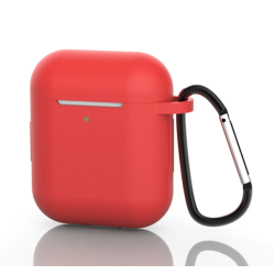Funda compatible auriculares APPLE AIRPODS 1 / 2 Silicona flexible con mosquetón - BLANCO