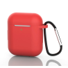 Funda compatible auriculares APPLE AIRPODS 1 / 2 Silicona flexible con mosquetón - BLANCO