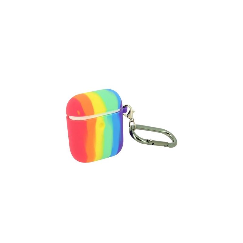 Funda compatible con auriculares APPLE AIRPODS 1 / 2 Silicona flexible con mosquetón - Arcoiris