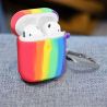 Funda compatible con auriculares APPLE AIRPODS 1 / 2 Silicona flexible con mosquetón - Arcoiris