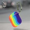 Funda compatible con auriculares APPLE AIRPODS 1 / 2 Silicona flexible con mosquetón - Arcoiris